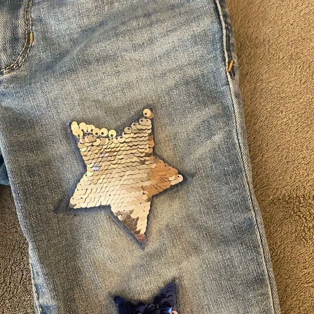 GAP super Skinny Ankle Jeans/Jeggings Sequin Stars size 7 girls *slim*